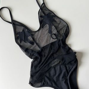 Minimal Animale one piece palm tree mesh bathing suit